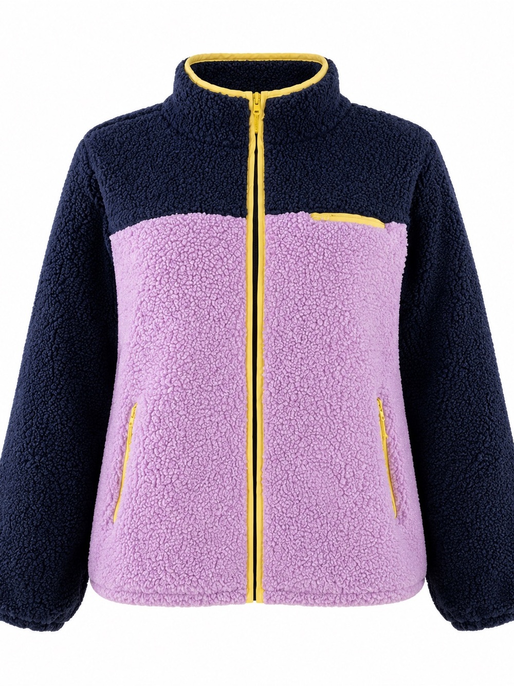 Style & Co Womens XL Sherpa Fleece Jacket Pink & Navy Two-Tone